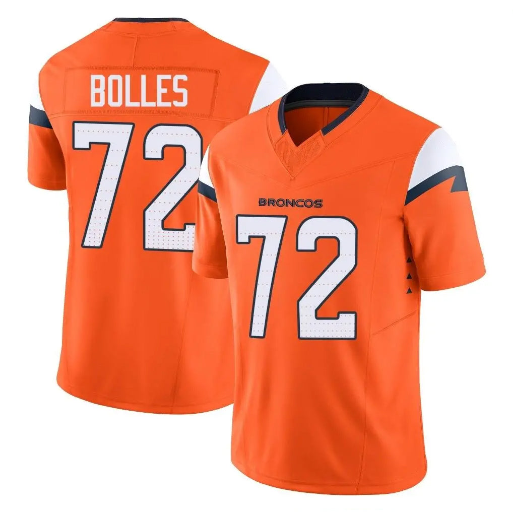 Johmsee D.Broncos #72 Garett Bolles Player Orange Vapor F.U.S.E. Limited Home Game Stitched Jerseys