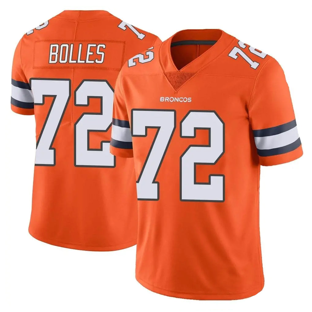 Johmsee D.Broncos #72 Garett Bolles Player Orange Vapor Untouchable Limited Home Game Stitched Jerseys