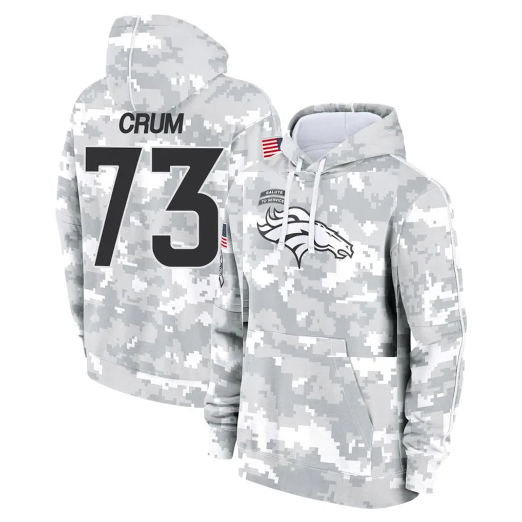 Johmsee D.Broncos #73 Frank Crum Player Arctic Camo Salute to Service Hoodies Limited Game Stitched Jerseys