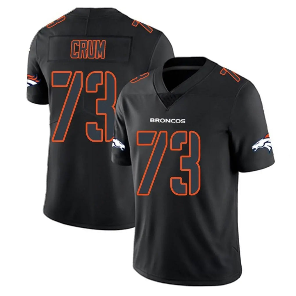 Johmsee D.Broncos #73 Frank Crum Player Black Impact Limited Game Stitched Jerseys