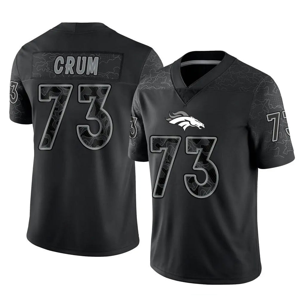 Johmsee D.Broncos #73 Frank Crum Player Black Reflective Limited Stitched Jerseys