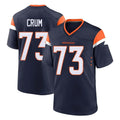 Johmsee D.Broncos #73 Frank Crum Player Navy Home Game Stitched Jerseys