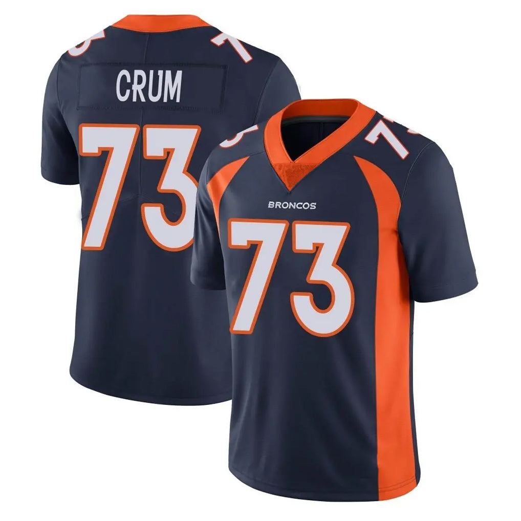 Johmsee D.Broncos #73 Frank Crum Player Navy Vapor Untouchable Limited Game Stitched Jerseys