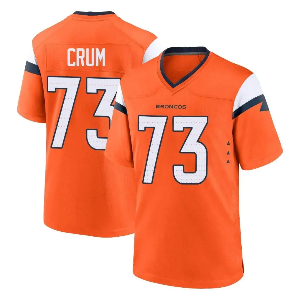 Johmsee D.Broncos #73 Frank Crum Player Orange Home Game Stitched Jerseys