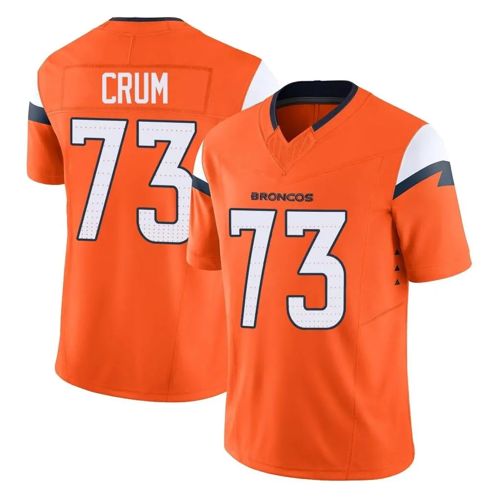 Johmsee D.Broncos #73 Frank Crum Player Orange Vapor F.U.S.E. Limited Home Game Stitched Jerseys