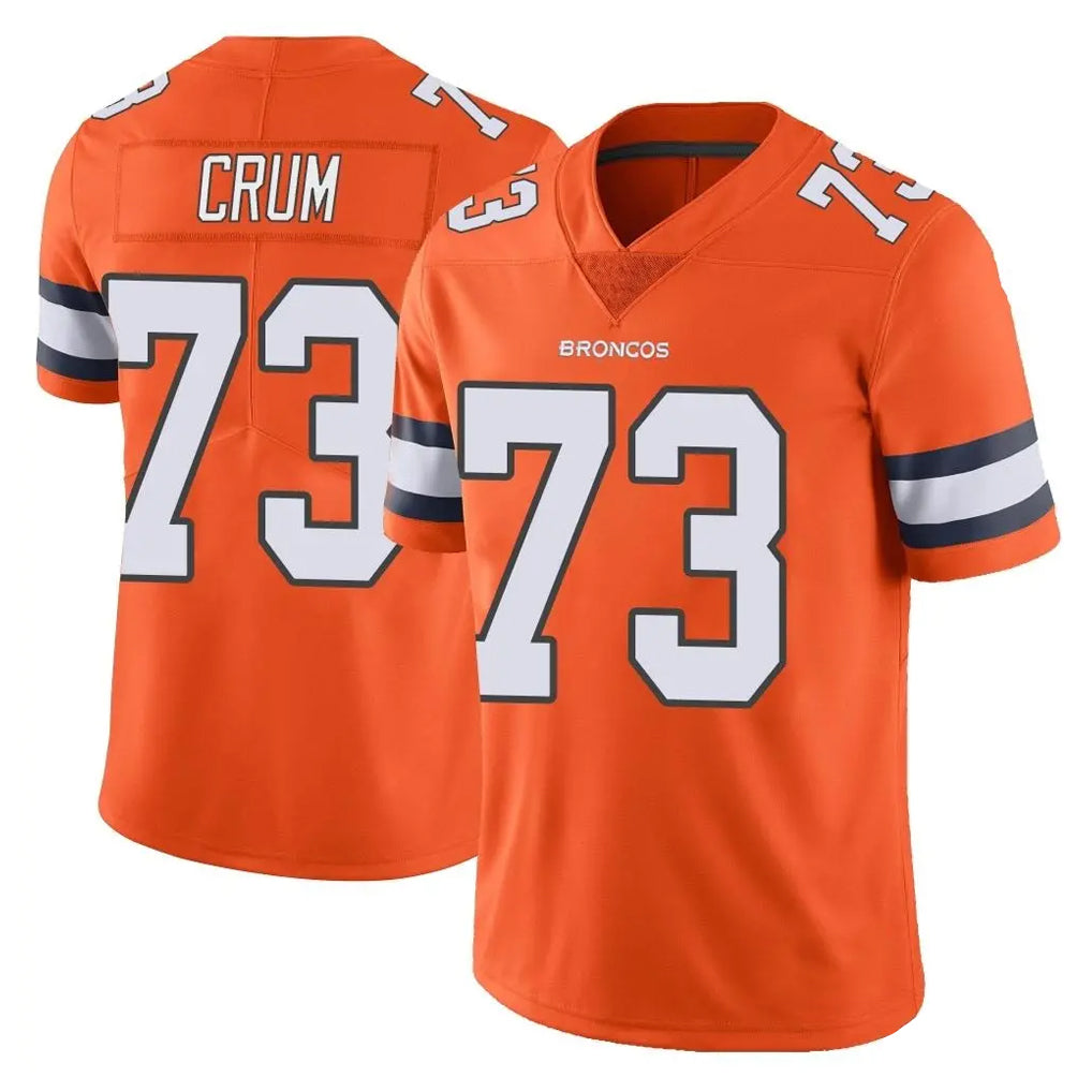Johmsee D.Broncos #73 Frank Crum Player Orange Vapor Untouchable Limited Home Game Stitched Jerseys