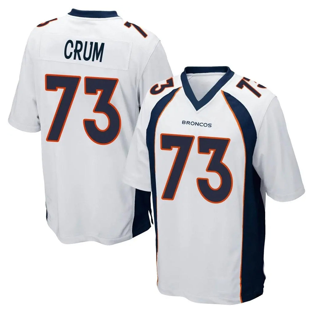 Johmsee D.Broncos #73 Frank Crum Player White Game Stitched Jerseys