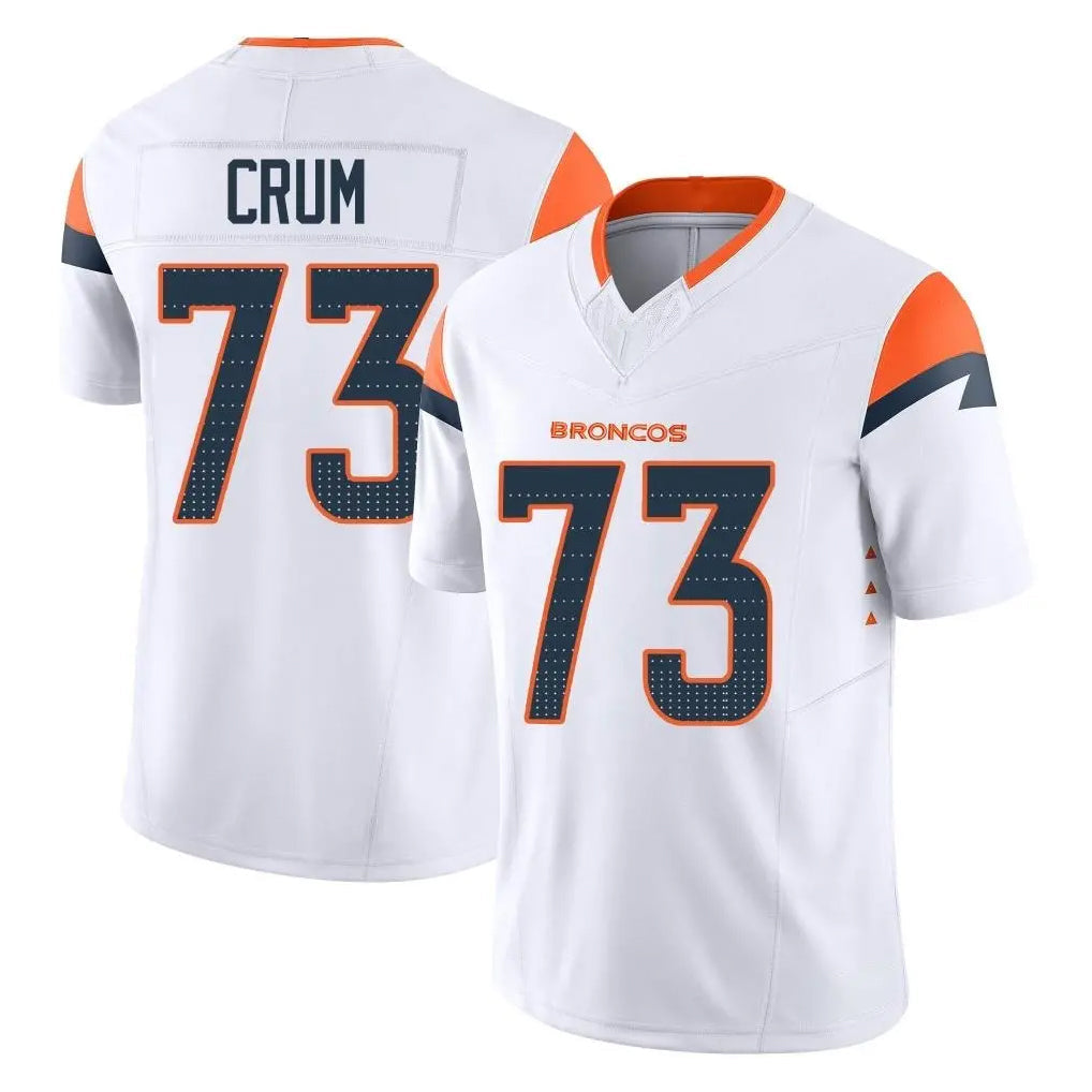 Johmsee D.Broncos #73 Frank Crum Player White Limited Vapor F.U.S.E. Home Game Stitched Jerseys