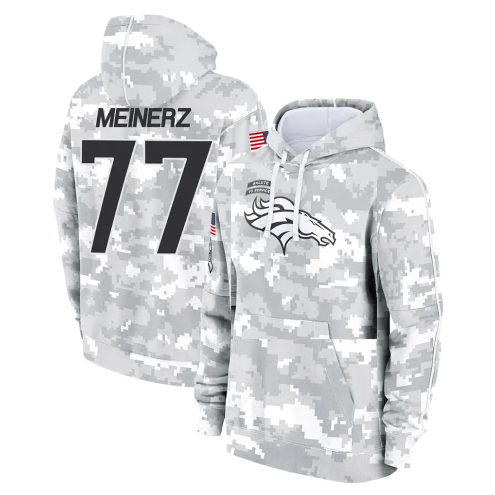 Johmsee D.Broncos #77 Quinn Meinerz Player Arctic Camo Salute to Service Hoodies Limited Game Stitched Jerseys