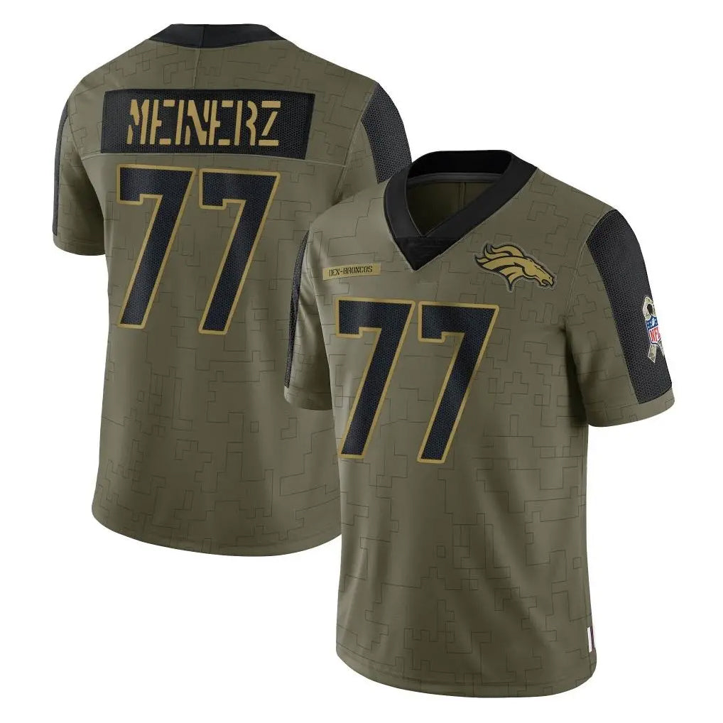 Johmsee D.Broncos #77 Quinn Meinerz Player Olive Salute To Service Limited Game Stitched Jerseys