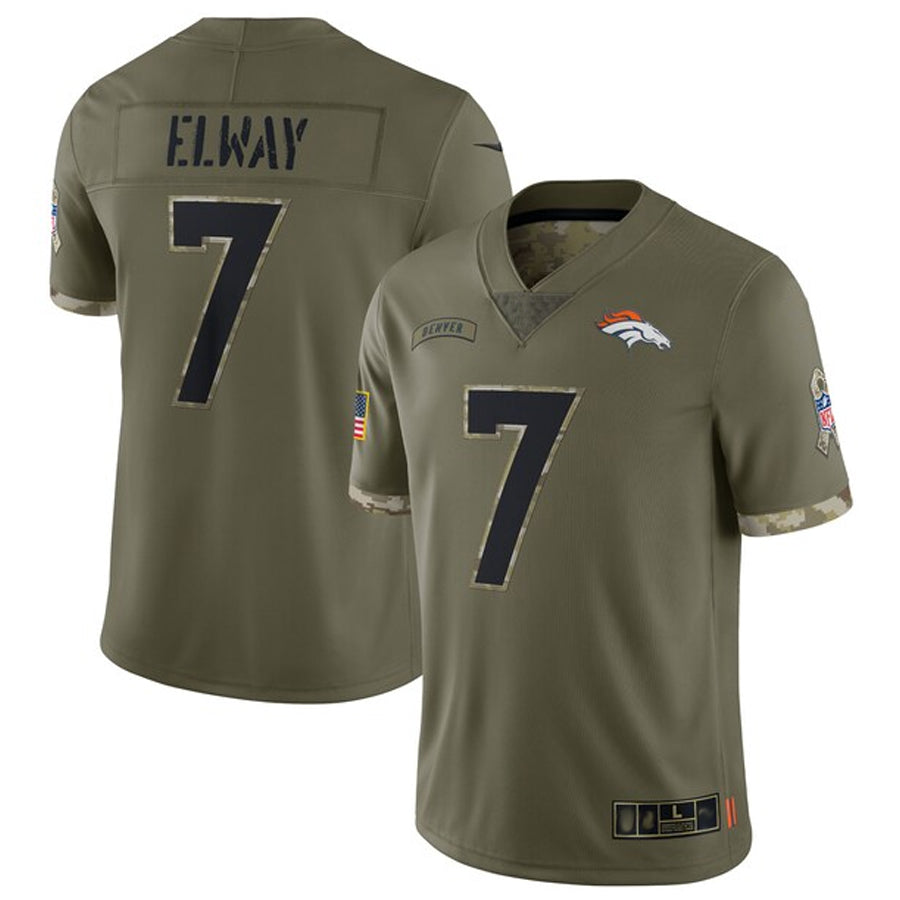 Johmsee D.Broncos #7 John Elway Player Limited Salute To Service Olive Stitched Jerseys