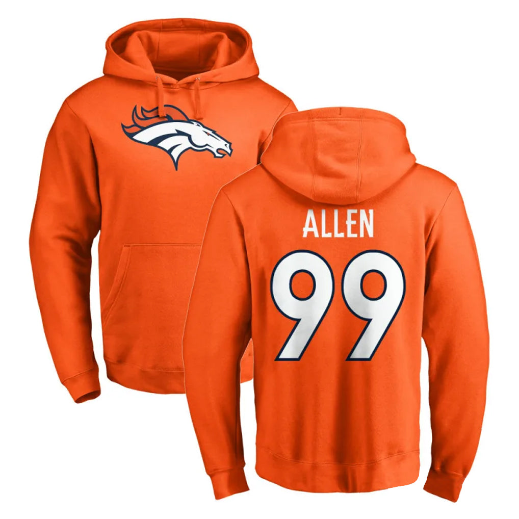 Johmsee D.Broncos #99 Zach Allen Player Orange Pullover Hoodie Limited Stitched Jerseys