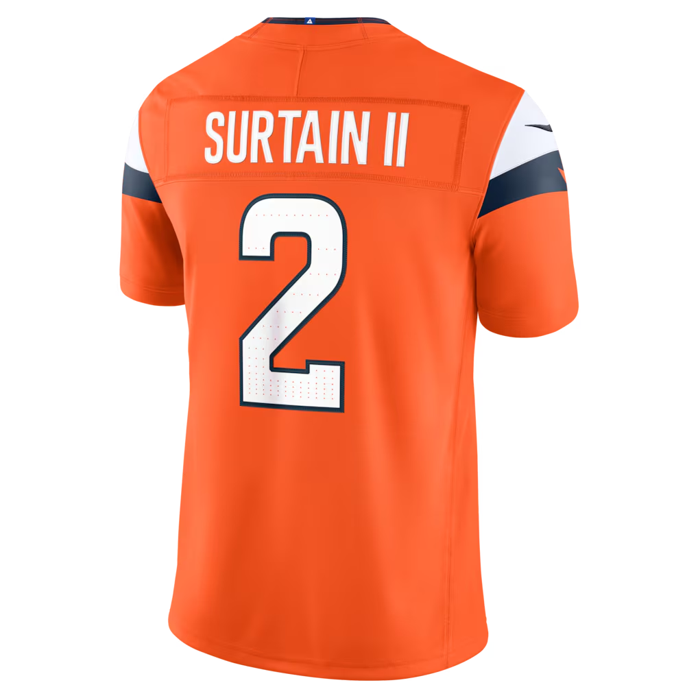 Johmsee D.Broncos #2 Patrick Surtain II Orange Team Vapor F.U.S.E. Stitched Limited Jerseys