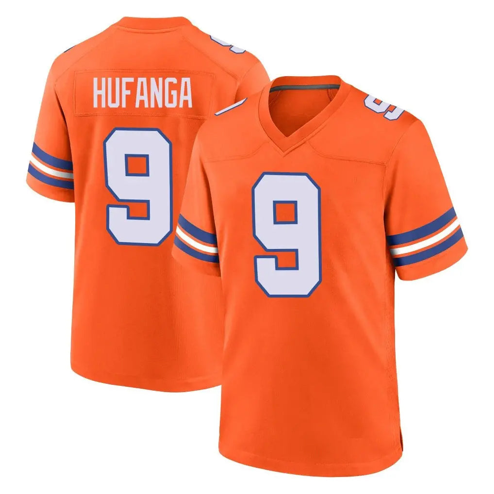 Johmsee D.Broncos #9 Talanoa Hufanga Player Orange Alternate Collection Throwback Game Stitched Jerseys