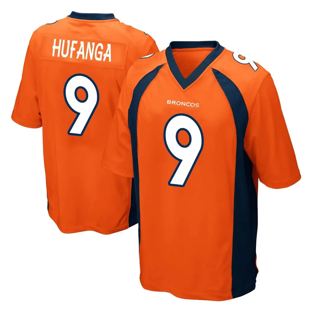 Johmsee D.Broncos #9 Talanoa Hufanga Player Orange Color Home Game Stitched Jerseys