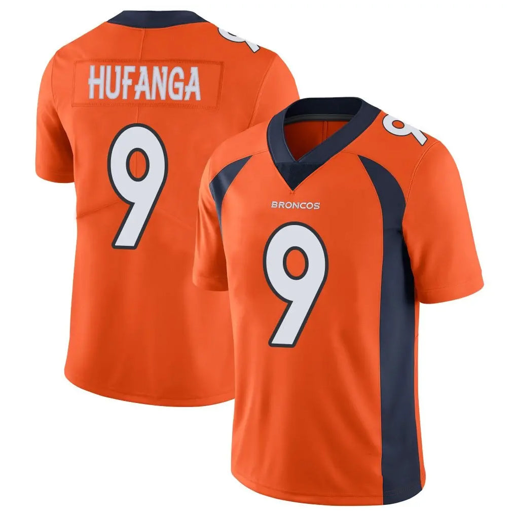 Johmsee D.Broncos #9 Talanoa Hufanga Player Orange Color Vapor Untouchable Limited Game Stitched Jerseys