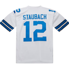 Johmsee D.Cowboys 1975 #12 Roger Staubach Mitchell & Ness White Authentic Throwback Retired Player Stitched Puhic  Jersey
