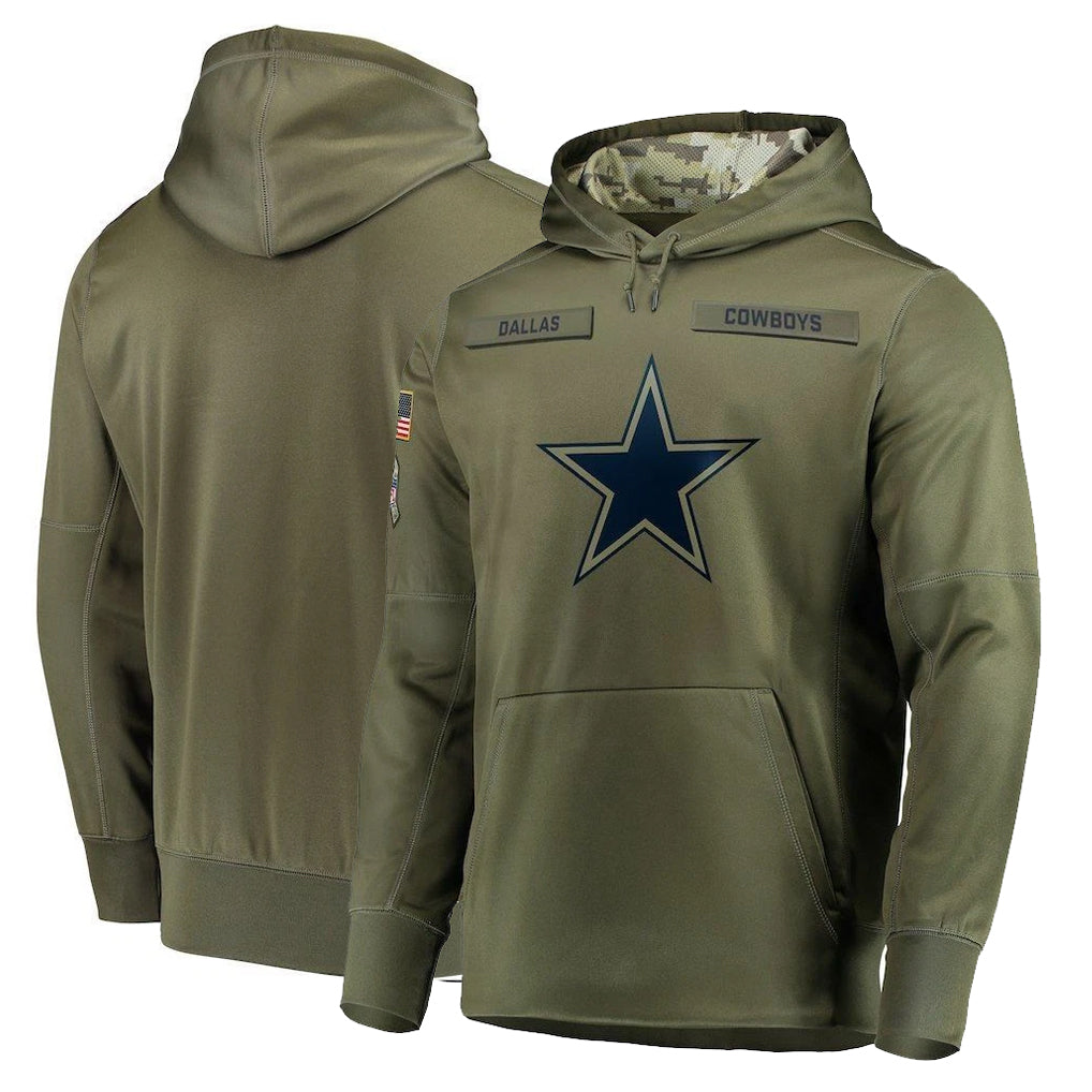 Johmsee D.Cowboys Olive Salute to Service Pullover Hoodies Home Game Blank Player Stitched Jerseys