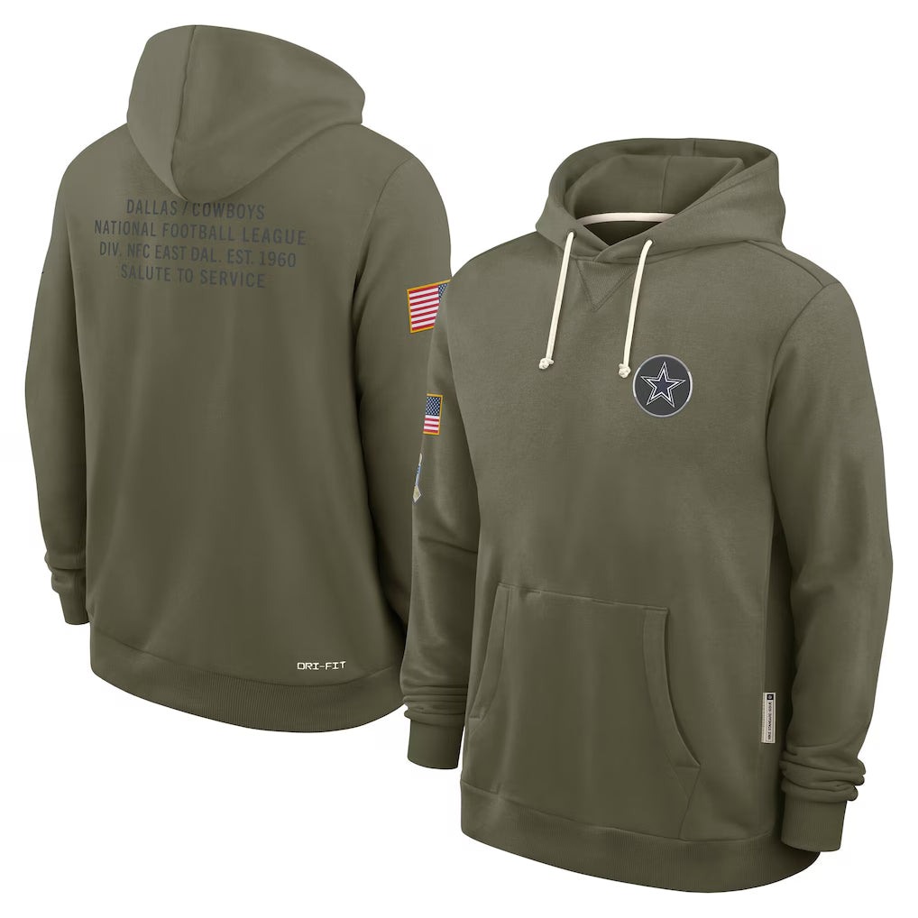 Johmsee D.Cowboys Olive Salute to Service Pullover Hoodies Limited Blank Player Stitched Jerseys