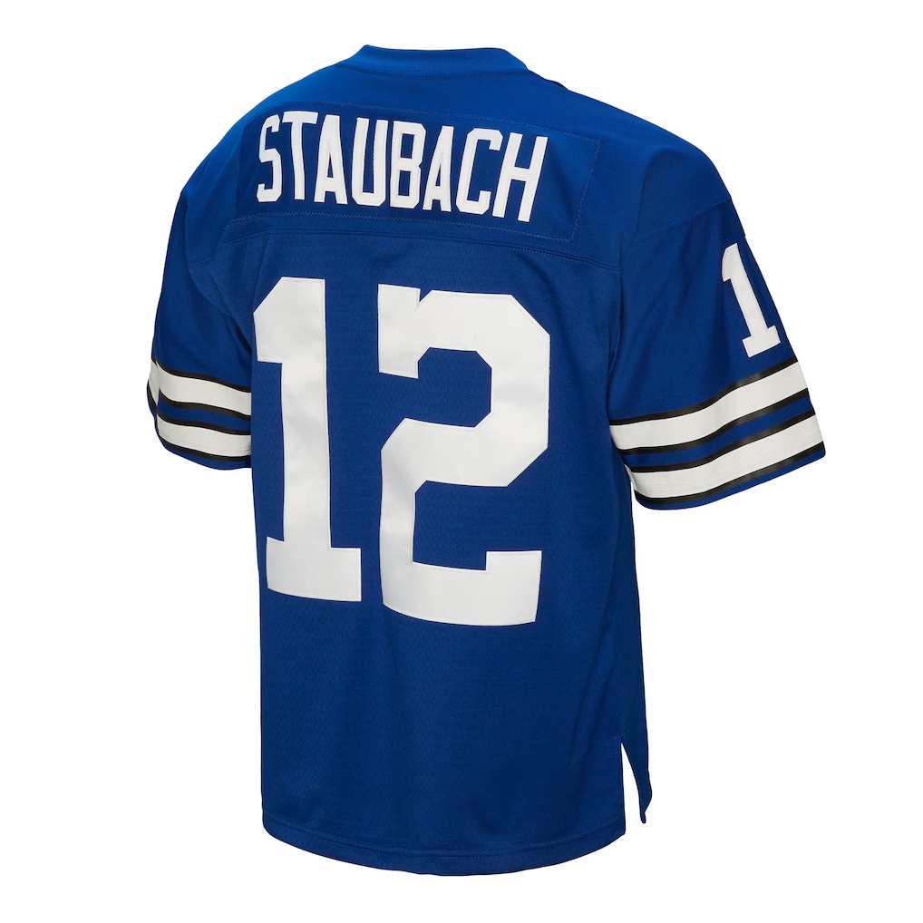 Johmsee D.Cowboys #12 Roger Staubach Mitchell & Ness Navy Big & Tall 1971 Legacy Retired Player Stitched Puhic Jersey