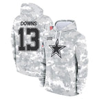 Johmsee D.Cowboys #13 Caleb Downs Player Arctic Camo Salute to Service Hoodies Limited Game Stitched Jerseys