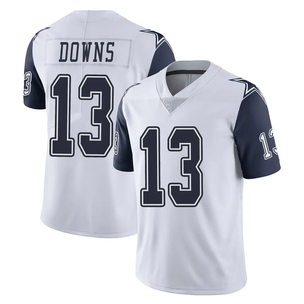 Johmsee D.Cowboys #13 Caleb Downs Player White-Navy Limited Color Rush Vapor Untouchable Home Game Stitched Jerseys