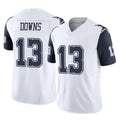 Johmsee D.Cowboys #13 Caleb Downs Player White-Navy Limited Vapor F.U.S.E. Home Game Stitched Jerseys