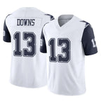 Johmsee D.Cowboys #13 Caleb Downs Player White-Navy Limited Vapor F.U.S.E. Home Game Stitched Jerseys