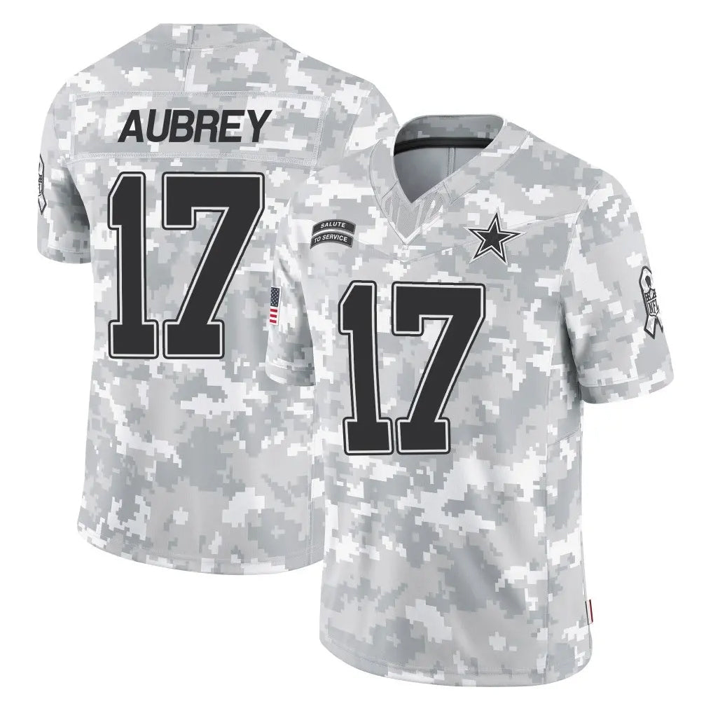 Johmsee D.Cowboys #17 Brandon Aubrey Player Arctic Camo Salute to Service Limited Home Game Stitched Jerseys