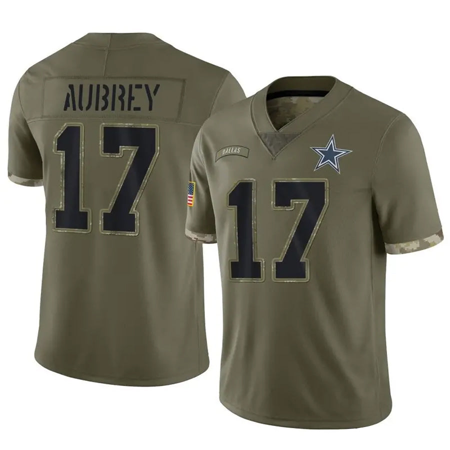 Johmsee D.Cowboys #17 Brandon Aubrey Player Salute To Service Olive Stitched Jerseys
