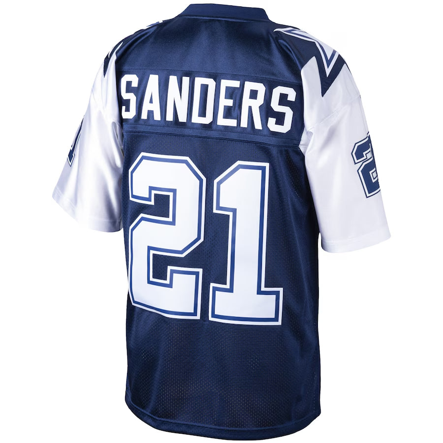 Johmsee D.Cowboys #21 Deion Sanders Mitchell & Ness Navy Big & Tall 1995 Retired Player Replica Stitched Jerseys