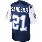 Johmsee D.Cowboys #21 Deion Sanders Mitchell & Ness Navy Big & Tall 1995 Retired Player Replica Stitched Jerseys