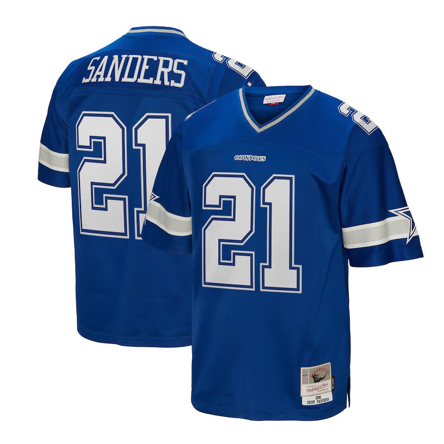 Johmsee D.Cowboys #21 Deion Sanders Mitchell & Ness Navy Big & Tall 1996 Retired Player Legacy Replica Stitched Jerseys