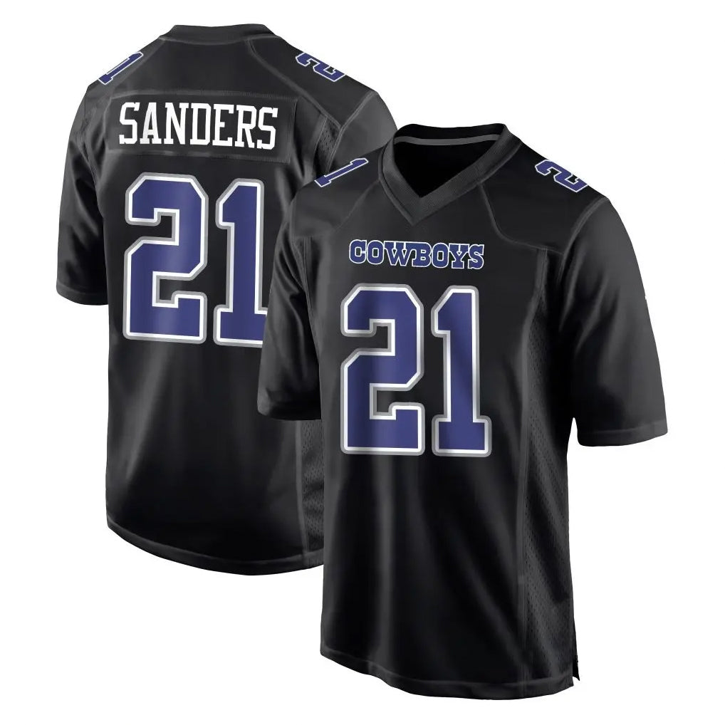 Johmsee D.Cowboys #21 Deion Sanders Player Navy Carbon Black Fashion Stitched Jerseys