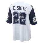 Johmsee D.Cowboys #22 Emmitt Smith Player White-Navy Home Game Stitched Jerseys