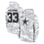 Johmsee D.Cowboys #33 Javonte Williams Player Arctic Camo Salute to Service Hoodies Limited Game Stitched Jerseys