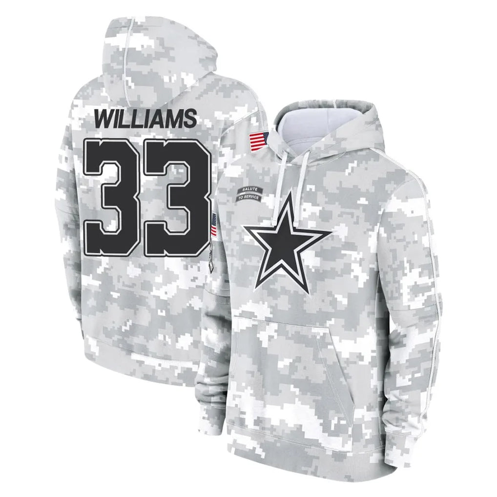 Johmsee D.Cowboys #33 Javonte Williams Player Arctic Camo Salute to Service Hoodies Limited Game Stitched Jerseys