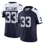 Johmsee D.Cowboys #33 Javonte Williams Player Navy-White Limited Alternate Vapor F.U.S.E. Home Game Stitched Jerseys
