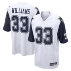 Johmsee D.Cowboys #33 Javonte Williams Player White-Navy Home Game Stitched Jerseys