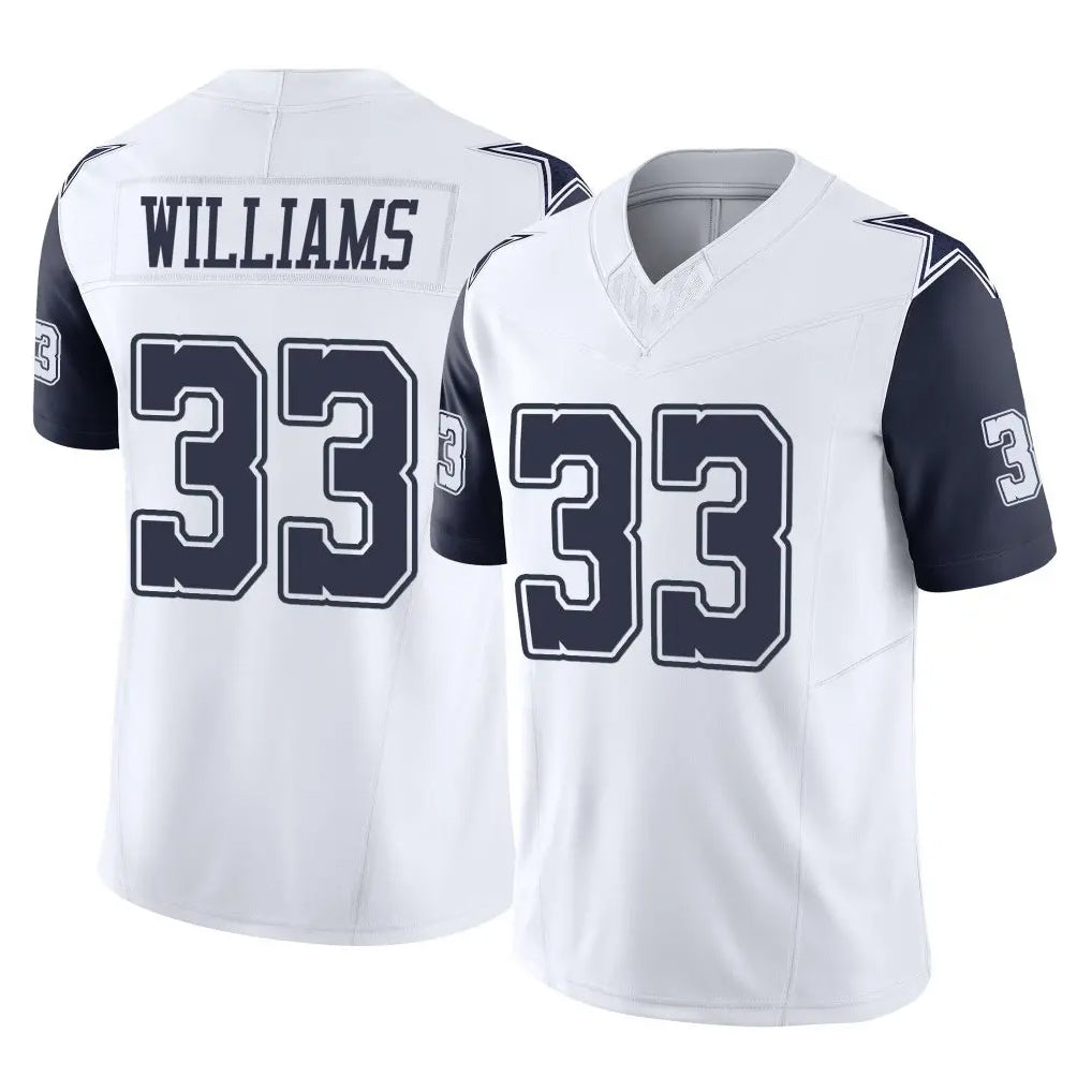 Johmsee D.Cowboys #33 Javonte Williams Player White-Navy Limited Vapor F.U.S.E. Home Game Stitched Jerseys