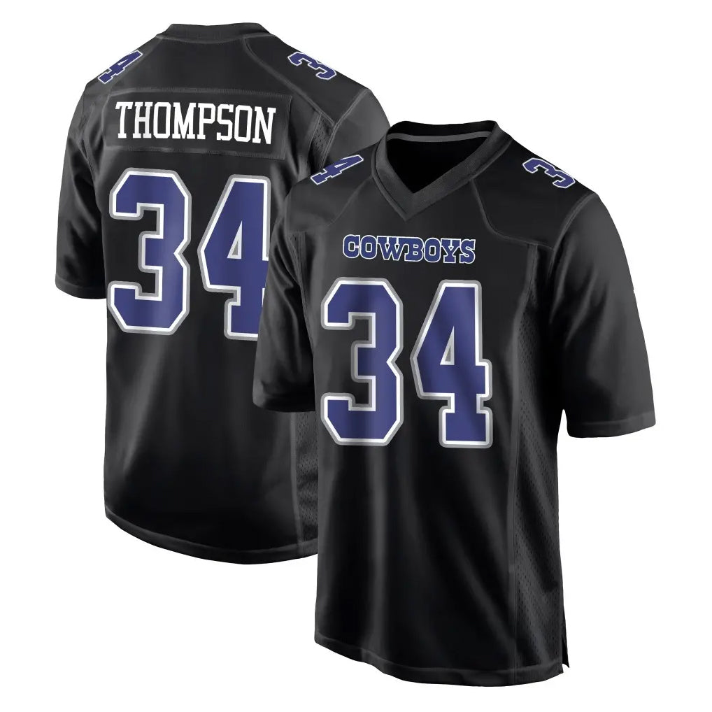 Johmsee D.Cowboys #34 Jalen Thompson Player Carbon Black Fashion Home Game Stitched Jerseys