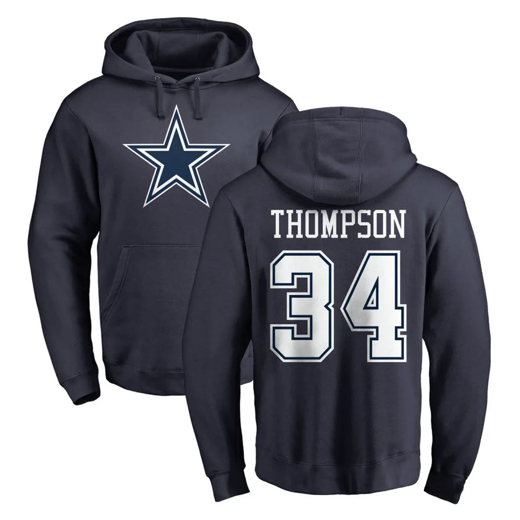 Johmsee D.Cowboys #34 Jalen Thompson Player Navy Pullover Hoodies Limited Stitched Jerseys