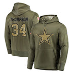 Johmsee D.Cowboys #34 Jalen Thompson Player Olive Salute to Service Pullover Hoodies Home Game Stitched Jerseys