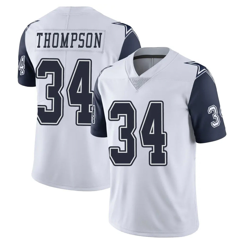 Johmsee D.Cowboys #34 Jalen Thompson Player White-Navy Limited Color Rush Vapor Untouchable Home Game Stitched Jerseys