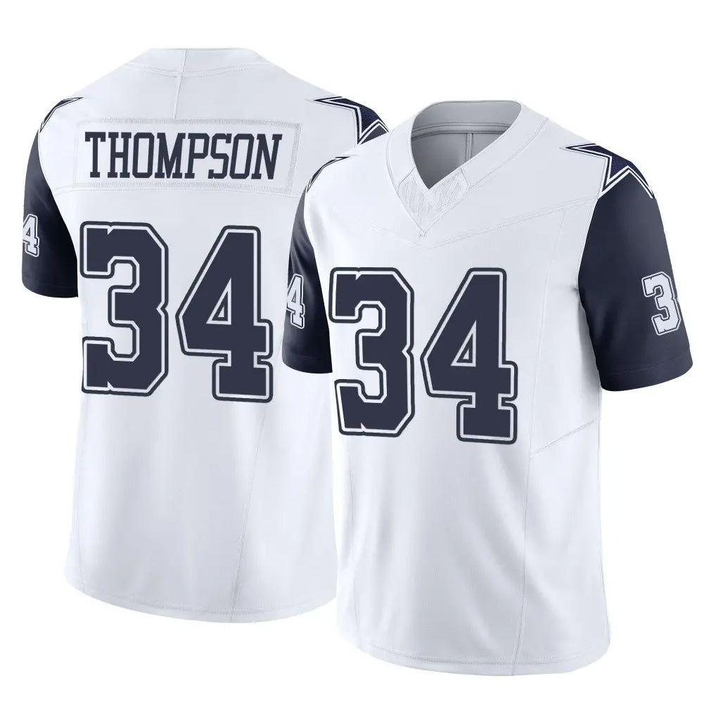 Johmsee D.Cowboys #34 Jalen Thompson Player White-Navy Limited Vapor F.U.S.E. Home Game Stitched Jerseys