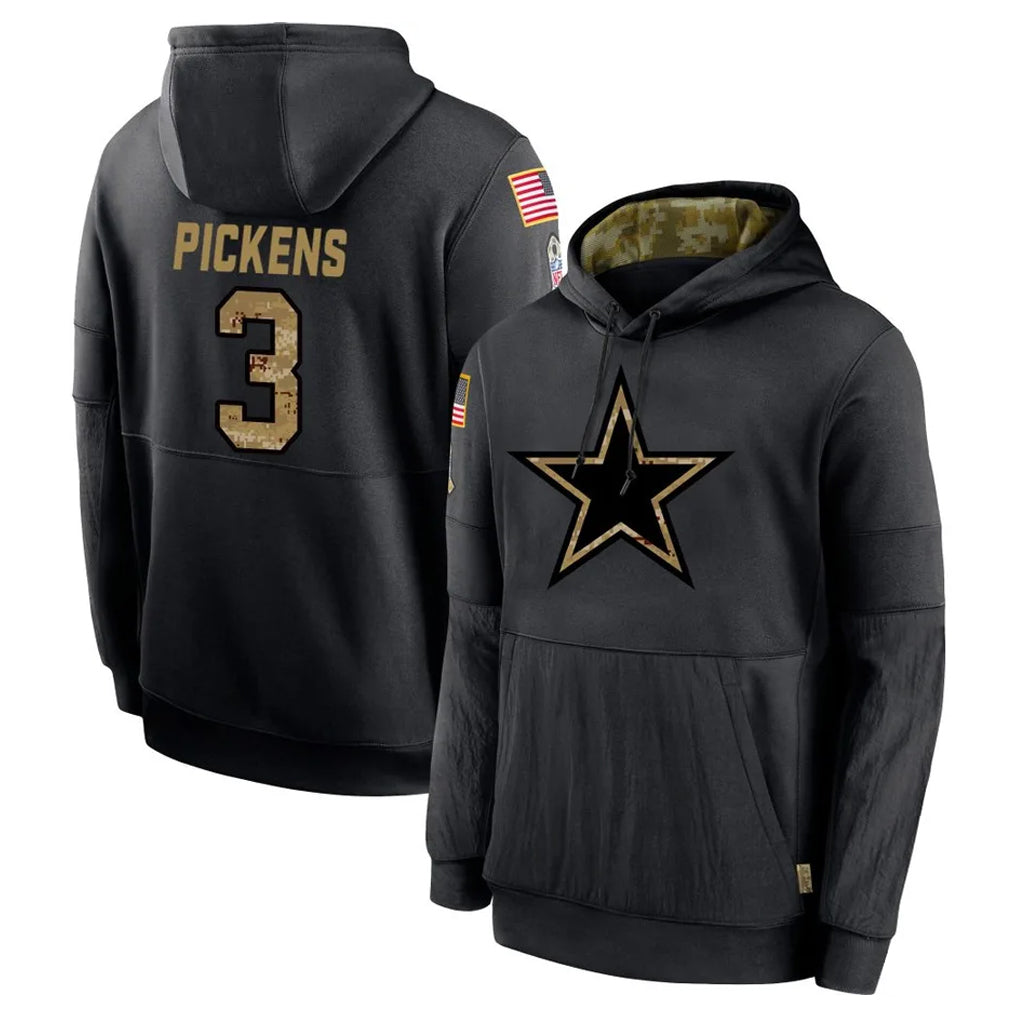Johmsee D.Cowboys #3 George Pickens Player Black Salute to Service Pullover Hoodies Limited Stitched Jerseys