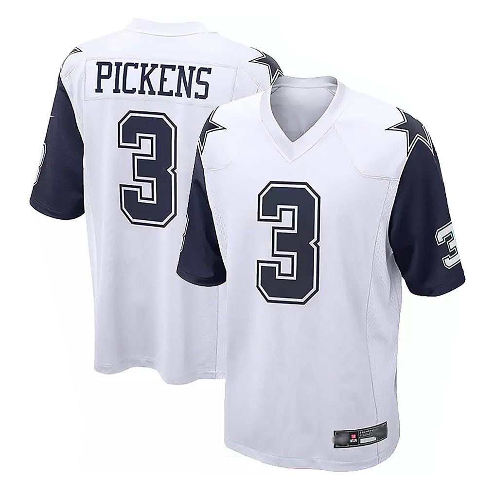 Johmsee D.Cowboys #3 George Pickens Player White-Navy Home Game Stitched Jerseys