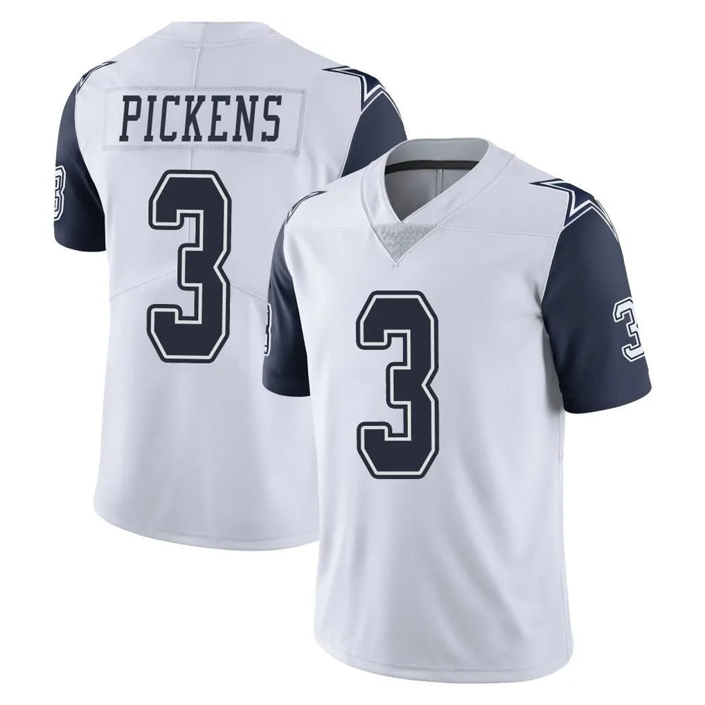 Johmsee D.Cowboys #3 George Pickens Player White-Navy Limited Color Rush Vapor Untouchable Home Game Stitched Jerseys