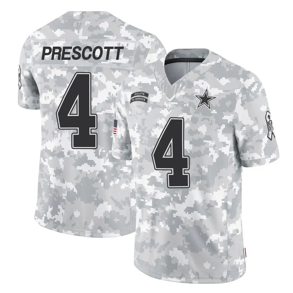 Johmsee D.Cowboys #4 Dak Prescott Player Arctic Camo Salute to Service Limited Home Game Stitched Jerseys