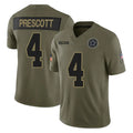 Johmsee D.Cowboys #4 Dak Prescott Player Olive 2025 Salute to Service Limited Home Game Stitched Jerseys